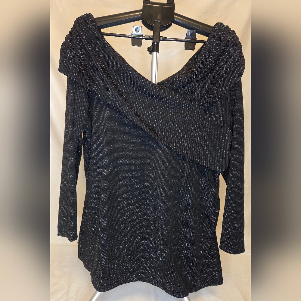 Lane Bryant Shimmery Black Off‑Shoulder Women's Sweater